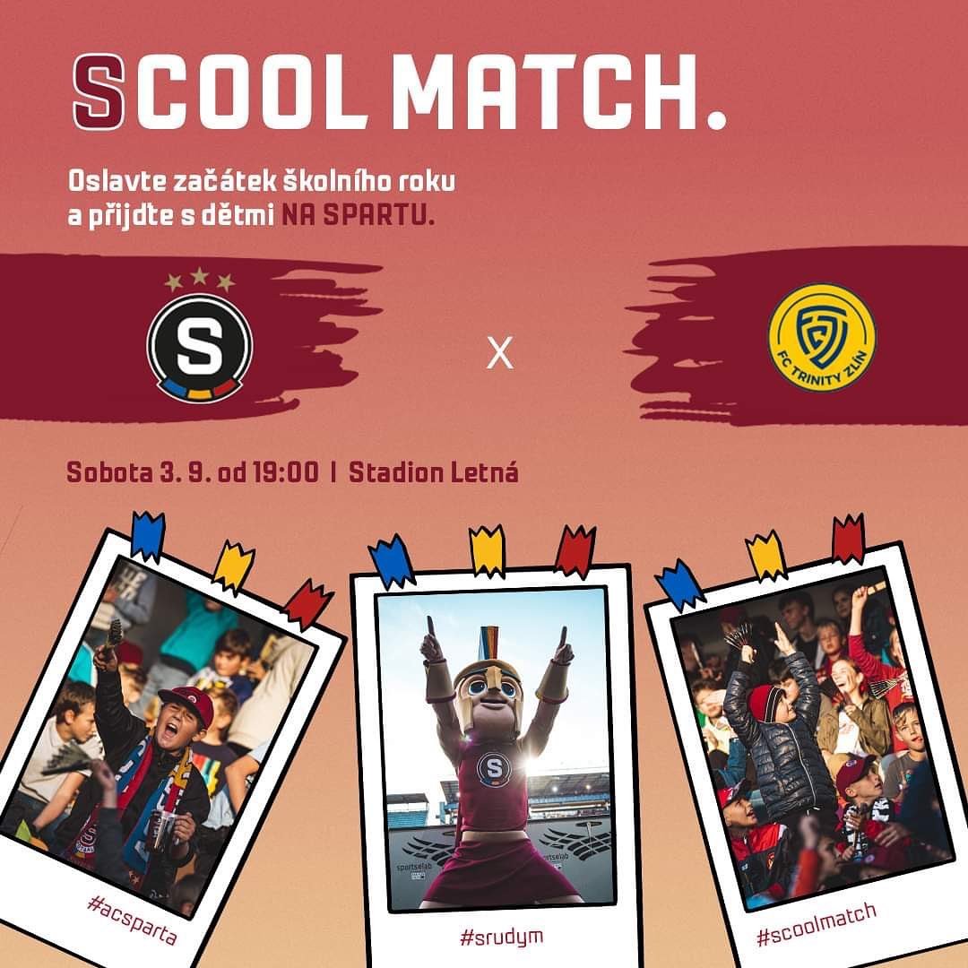 ?? SCOOL MATCH | Utkání se Zlínem věnujeme také dětem. Členové Sparta Clubu Junior+ a Junior mohou získat vstupenku zdarma. Na zápas zveme také organizované skupiny dětí ve věku od 4 do 15 let. V&nbsp;článku na webu ACS se dozvíte potřebné informace. #acsparta